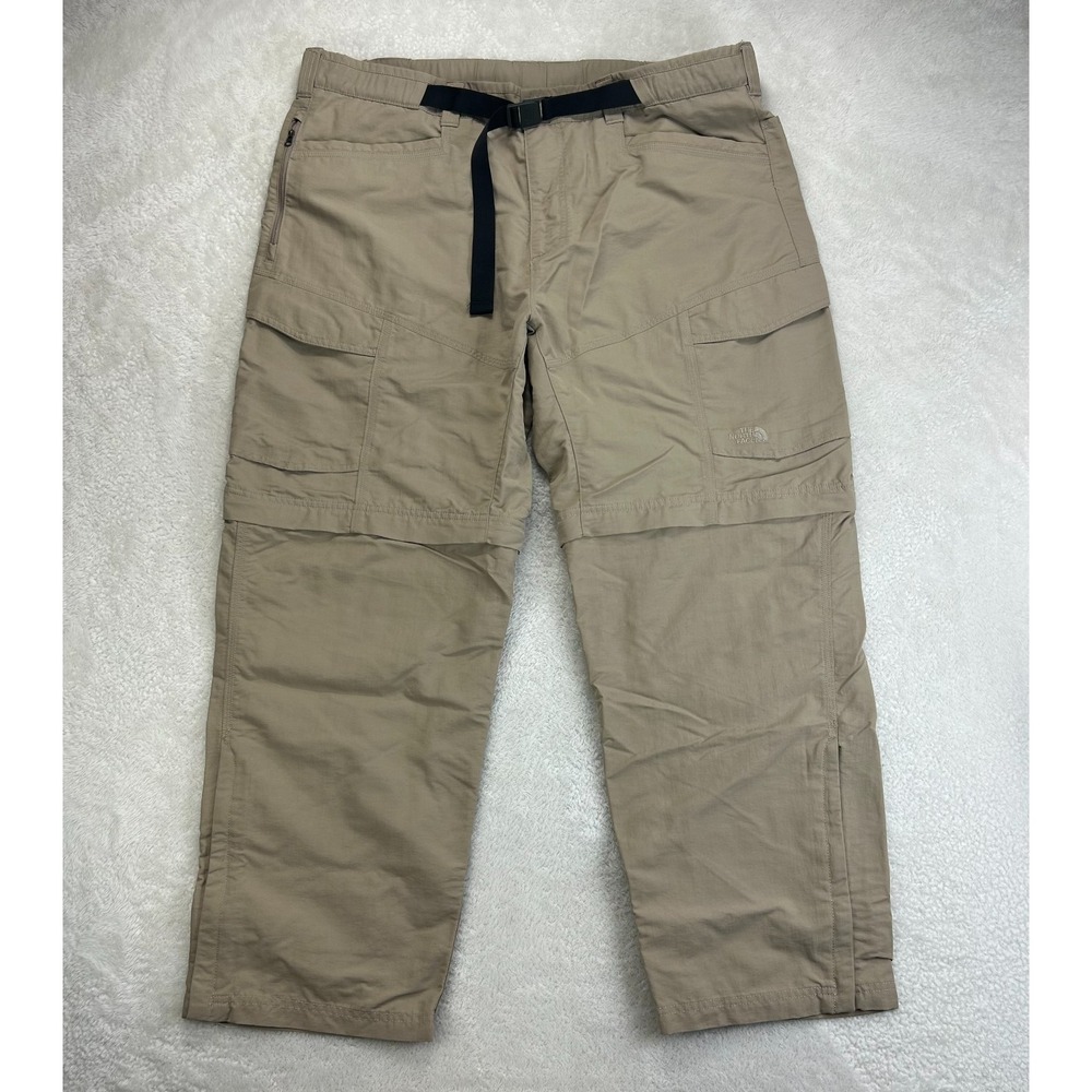 The North Face Convertible Cargo Pants Mens 2XL Tan Khaki Hiking Outdoor Comfort